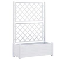 vidaXL Sodo lovelis su treliažu, baltos spalvos, 100x43x142cm, PP