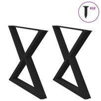 vidaXL Valgomojo stalo kojos, 2 vnt., juodos, 90x(72-73,3) cm, plienas
