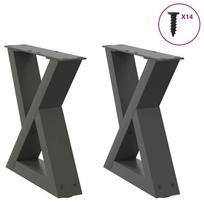 vidaXL Kavos staliuko kojos, 2 vnt., antracito spalvos, 40x(30-31,3) cm, plienas