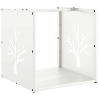 vidaXL Stovas malkoms, balta, 40x40x40 cm, šaltai valcuotas plienas