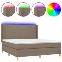 vidaXL Lova su spyruoklėmis/čiužiniu/LED, taupe, 180x200 cm, audinys