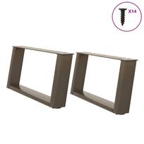 vidaXL Kavos staliuko kojelės, U formos, 2 vnt., natūralus plienas, 60x(30-31) cm, plienas
