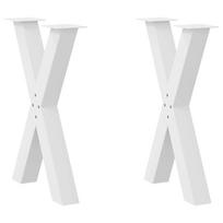 vidaXL Valgomojo stalo kojos, 2 vnt., baltos, 60x(72-73) cm, plienas, X formos