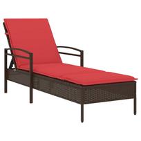 vidaXL | Saulės gultas | su pagalve Ruda 63 x 200 x 81 cm poliratanas