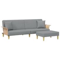 vidaXL Dvivietė sofa-lova su pagalvėmis ir pakoja, pilka, aksomas