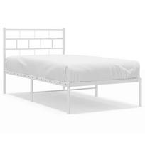 vidaXL Metalinis lovos rėmas su galvūgaliu, baltos spalvos, 100x190cm