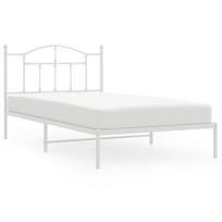 vidaXL Metalinis lovos rėmas su galvūgaliu, baltos spalvos, 107x203cm