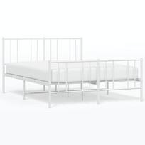 vidaXL Lovos rėmas su galvūgaliu/kojūgaliu, baltas, 120x200cm, metalas