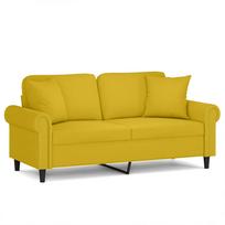 vidaXL Dvivietė sofa su pagalvėlėmis, geltonos spalvos, 140cm, aksomas