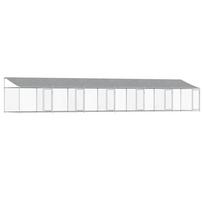 vidaXL Narvas šunims su stogu ir durimis, pilkas, 12x2x2m, plienas