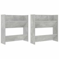 vidaXL Sieninės spintelės batams, 2vnt., pilkos, 60x18x60cm, MDP
