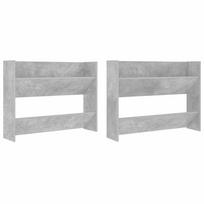vidaXL Sieninės spintelės batams, 2vnt., pilkos, 80x18x60cm, MDP