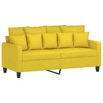 vidaXL Dvivietė sofa, šviesiai geltonos spalvos, 140cm, audinys