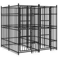 vidaXL Lauko voljeras šunims, plienas, 3,69m²