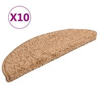 vidaXL Laiptų kilimėliai, 10 vnt., 56x17x3 cm, smėlio spalvos, pusapvaliai
