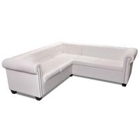 vidaXL Chesterfield penkiavietė kampinė sofa, dirbtinė oda, balta