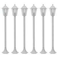 vidaXL Sodo šviestuvai, 6vnt., E27, 110cm, aliuminis, balti