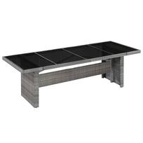 vidaXL Sodo stalas, 240x90x74cm, poliratanas ir stiklas