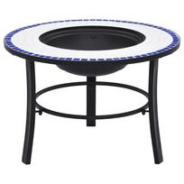 vidaXL Mozaikinė laužavietė, mėlynos ir baltos spalvos, 68cm, keramika