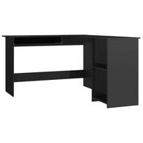 vidaXL Kampinis stalas, juodas, 120x140x75cm, MDP, L formos, blizgus