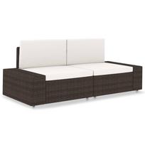 vidaXL Modulinė dvivietė sofa, rudos spalvos, poliratanas