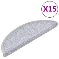vidaXL Kilimėliai laiptams, 15vnt., šviesiai pilkos spalvos, 56x17x3cm