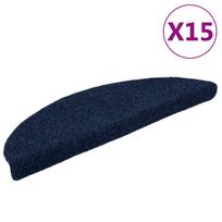 vidaXL Laiptų kilimėliai, lipnūs, 15 vnt., 56x17x3 cm, tamsiai mėlyni, pusapvaliai