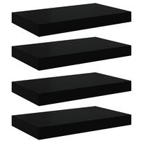 vidaXL Pakabinamos sieninės lentynos, 4vnt., juodos, 40x23,5x3,8cm, MDF