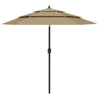 vidaXL Sodo skėtis su aliuminio stulpu, taupe, 2,5m, 3 aukščių
