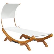 vidaXL Lauko gultas su stogeliu, kreminis, 100x200x126cm, mediena
