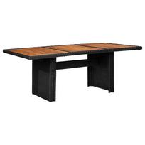 vidaXL Sodo valgomojo stalas, juodas, 200x100x74cm, poliratanas