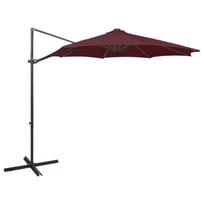 vidaXL Gembinis skėtis su stulpu ir LED lemputėmis, raudonas, 300cm