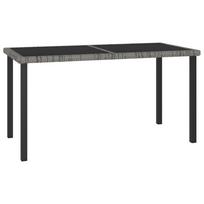 vidaXL Sodo valgomojo stalas, pilkos spalvos, 140x70x73cm, poliratanas