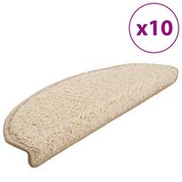 vidaXL Laiptų kilimėliai, 10 vnt., 65x21x4 cm, kreminės spalvos, pusapvaliai, dideli