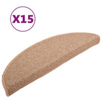 vidaXL Laiptų kilimėliai, 15 vnt., 56x17x3 cm, šviesiai rudi, pusapvaliai
