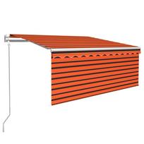 vidaXL Markizė su uždanga/LED/vėjo jutikliu, oranžinė/ruda, 3,5x2,5m