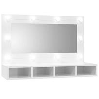vidaXL Veidrodinė spintelė su LED, balta, 90x31,5x62cm, blizgi