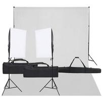 vidaXL Fotostudijos rinkinys su apšvietimo rinkiniu ir fonu