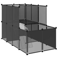 vidaXL Narvas mažiems gyvūnams, juodas, 142x74x93cm, PP ir plienas