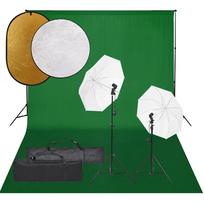 vidaXL Fotostudijos rinkinys su šviestuvais, fonu ir reflektoriumi