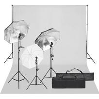 vidaXL Fotostudijos rinkinys su apšvietimo rinkiniu ir fonu