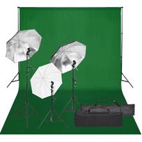vidaXL Fotostudijos rinkinys su apšvietimo rinkiniu ir fonu