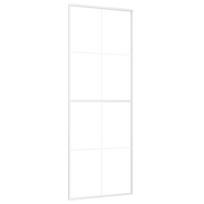 vidaXL Stumdomos durys, baltos, 76x205cm, ESG stiklas ir aliuminis
