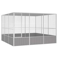vidaXL Paukščių narvas, pilkas, 302,5x324,5x211,5cm, plienas