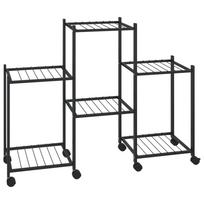 vidaXL Stovas gėlėms su ratukais, juodas, 83x25x63,5cm, geležis