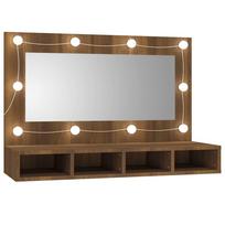 vidaXL Veidrodinė spintelė su LED, ruda ąžuolo, 90x31,5x62 cm