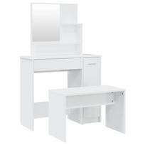 vidaXL Kosmetinio staliuko komplektas, baltas, 86,5x35x136cm, blizgus