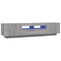 vidaXL TV spintelių komplektas su LED, 2 dalių, pilkas ąžuolo, mediena
