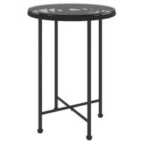 vidaXL Valgomojo stalas, juodas, 55cm, grūdintas stiklas ir plienas