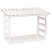 vidaXL Stovas malkoms, baltas, 108x64,5x78cm, pušies medienos masyvas